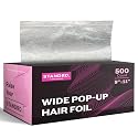 Stock Your Home 500 Count Aluminum Foil for Hair Highlighting, 9” Pop Up Foil Sheets for Salon or Home Use, Embossed Disposable Hair Foils