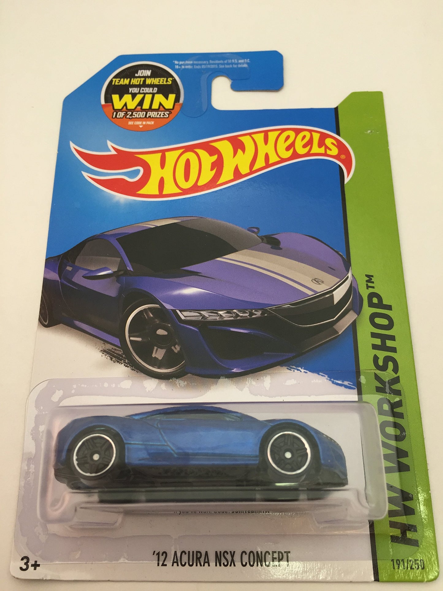 Hot Wheels 2015 HW Workshop '12 Acura NSX Concept 191/250, Metallic Blue
