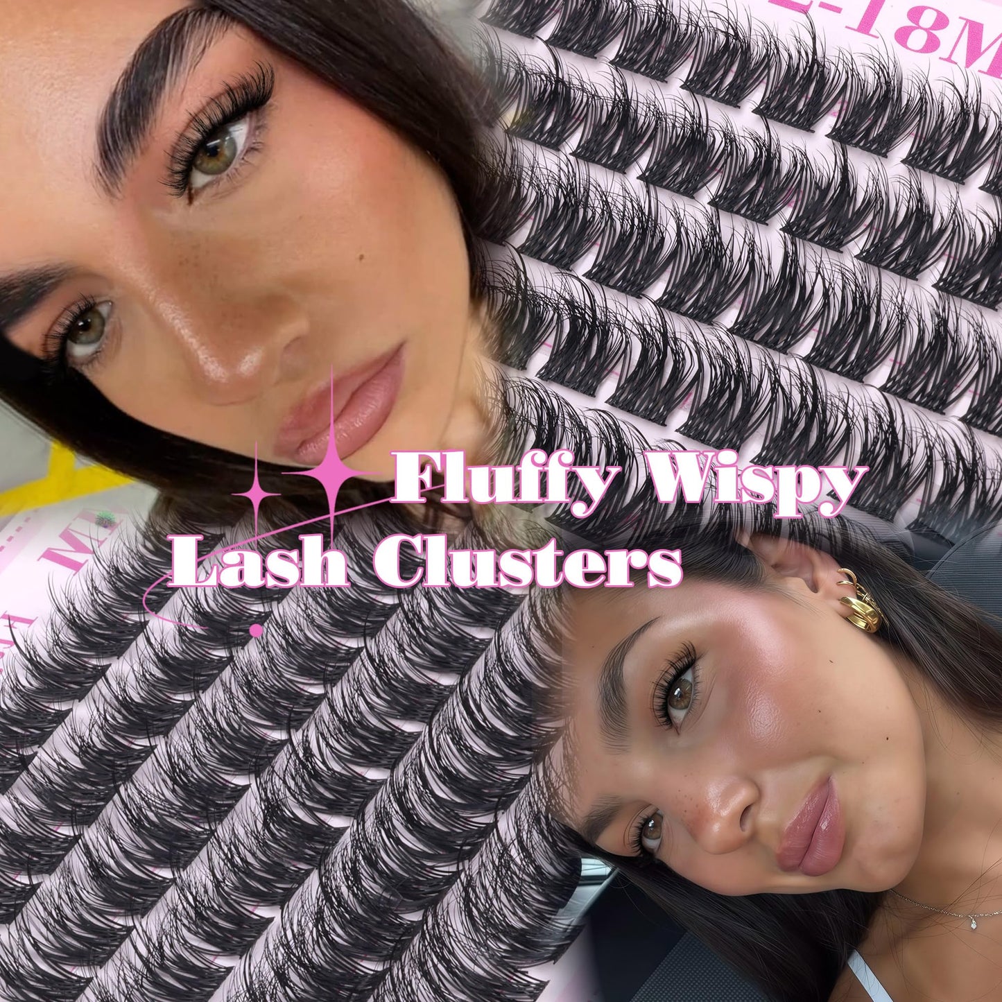 Fluffy Lash Clusters Manga Eyelash Clusters Wispy Volume Cluster Eyelash Extensions D Curl Lashes Clusters 12-18MM 5D DIY Cluster Lashes Beauty and Personal Care Pleell