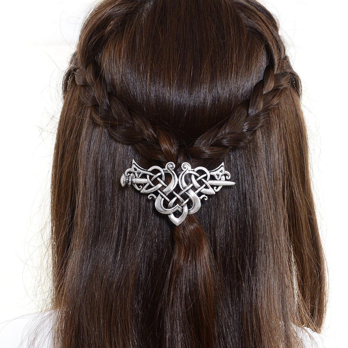 Viking Celtic Hair Sticks Hairpin-Viking Hair Clip Men Antique Silver Hair Sticks Hairpin Triangle Clips for Long Hair Stick Slide Irish Hair