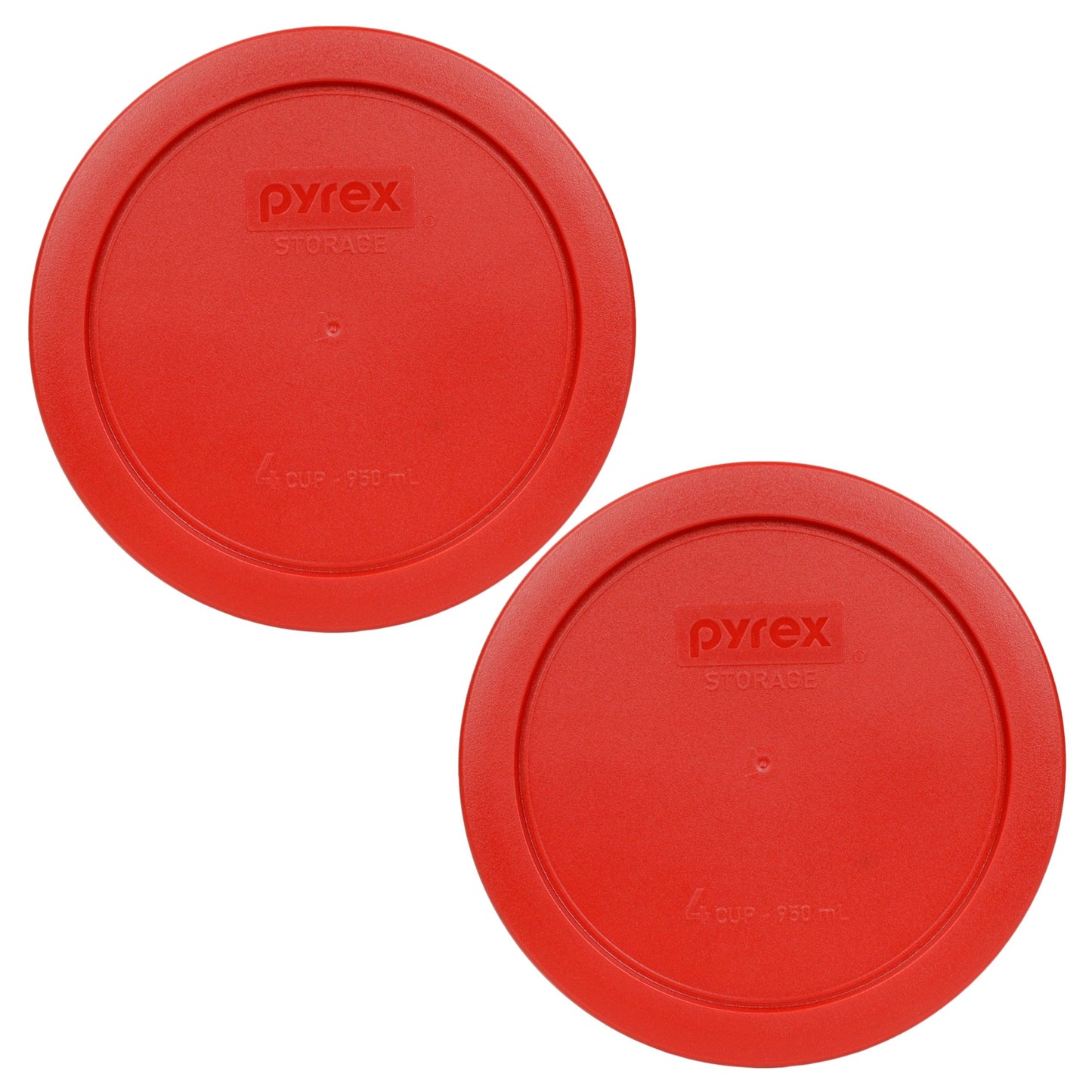 Pyrex 7201-PC 4-Cup Poppy Red Food Storage Replacement Lid (2-Pack) - Made in USA