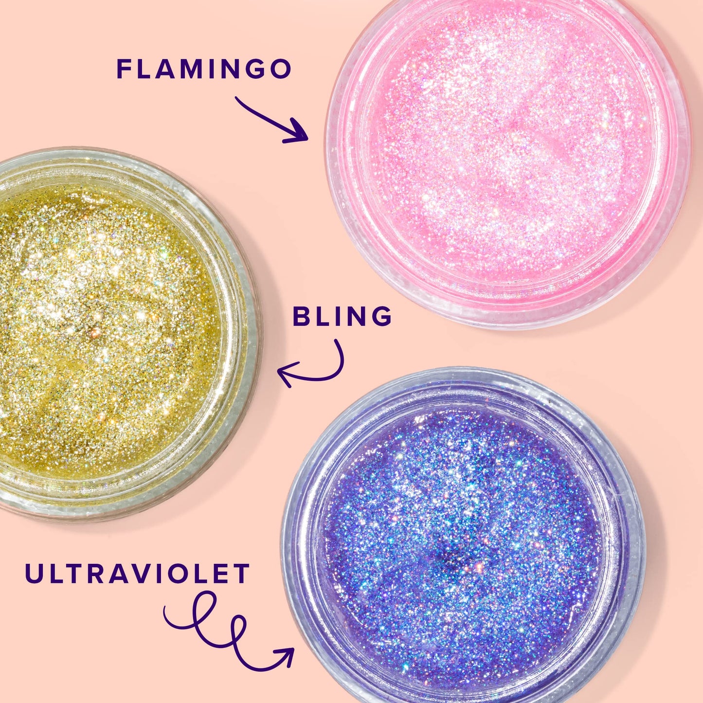UNICORN SNOT Holographic Face Glitter & Body Glitter Gel | Hair Glitter, Vegan & Cruelty-Free, 1.7 oz 3-Pack (Flamingo/UV/Bling)