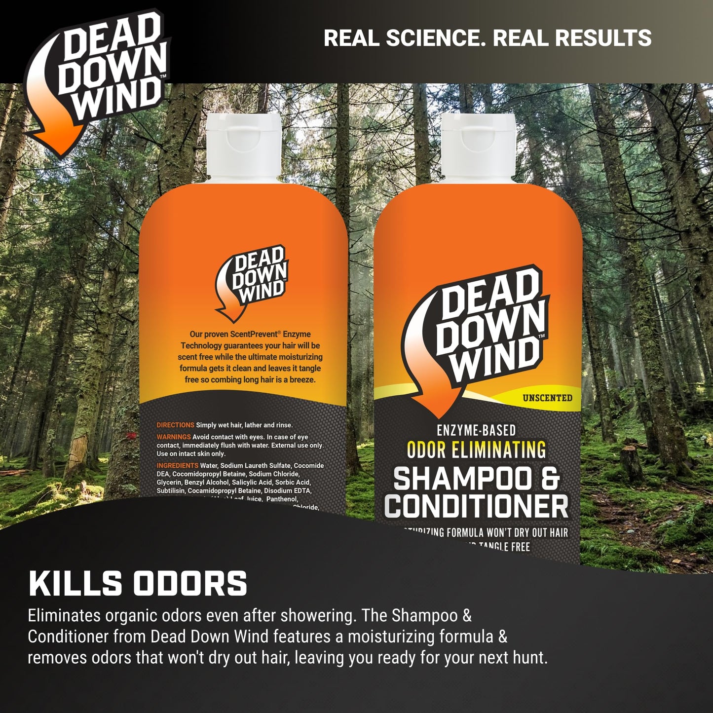 Dead Down Wind Shampoo & Conditioner | 12 oz Bottle | Odor Eliminator, Hunting Accessories | Gentle Shampoo & Conditioner for Hunting | Safe
