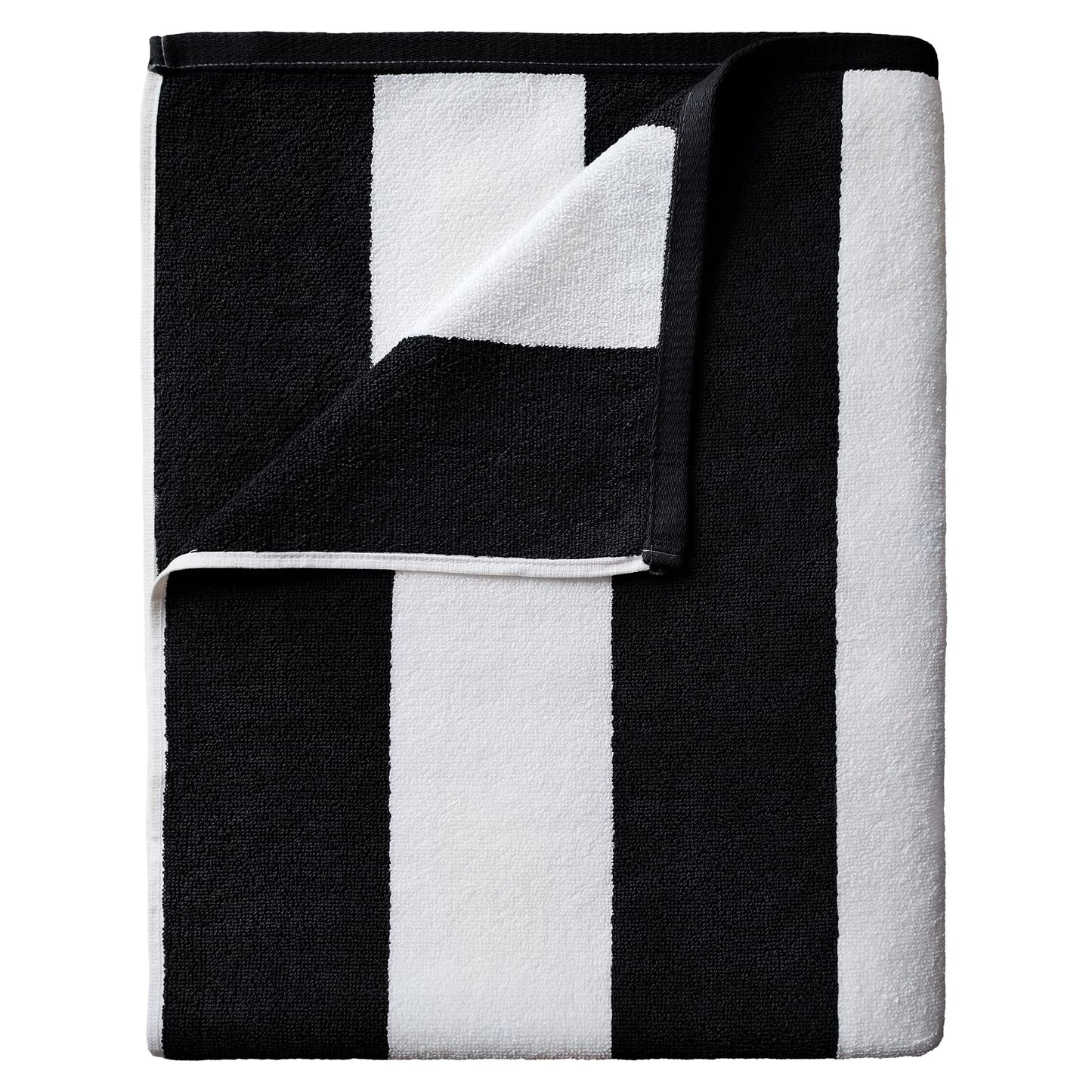 Beachland Luxury Large Beach Towel 40 x 72 inch - Extra Soft Cabana Stripe Hotel and Resort Style - Terry Yarn Dyed 100% Cotton (Black 1 Towel)