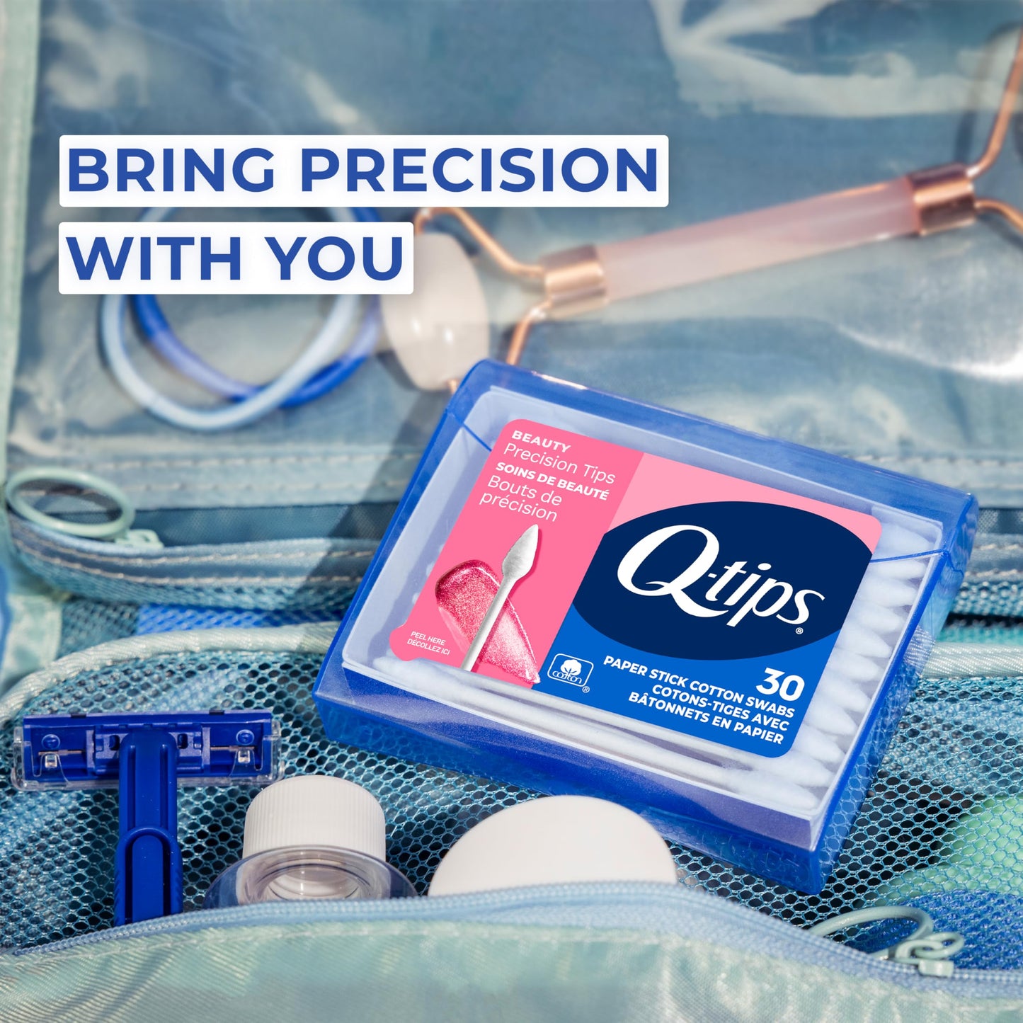 Q-Tips Cotton Swabs, Precision Tips, Travel Size Toiletries for Beauty and Home, 100% Cotton, 30 Count Beauty and Personal Care Q-tips