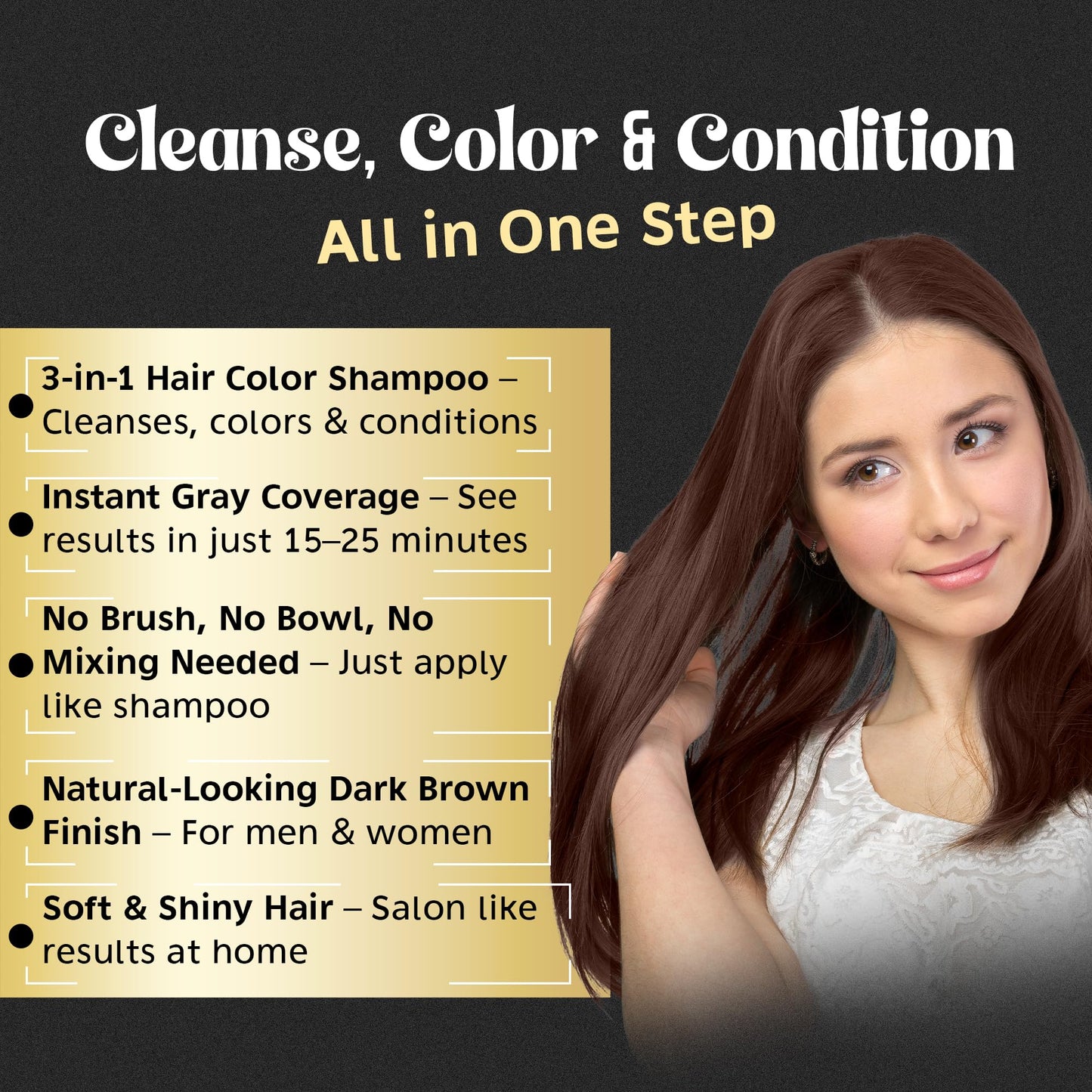 Herbishh Hair Color Shampoo for Gray Hair - Natural Hair Dye Shampoo - Colors Hair in Minutes - Lasts Up To 3-4 Weeks - 500 Ml - 3-In-1 Hair Color