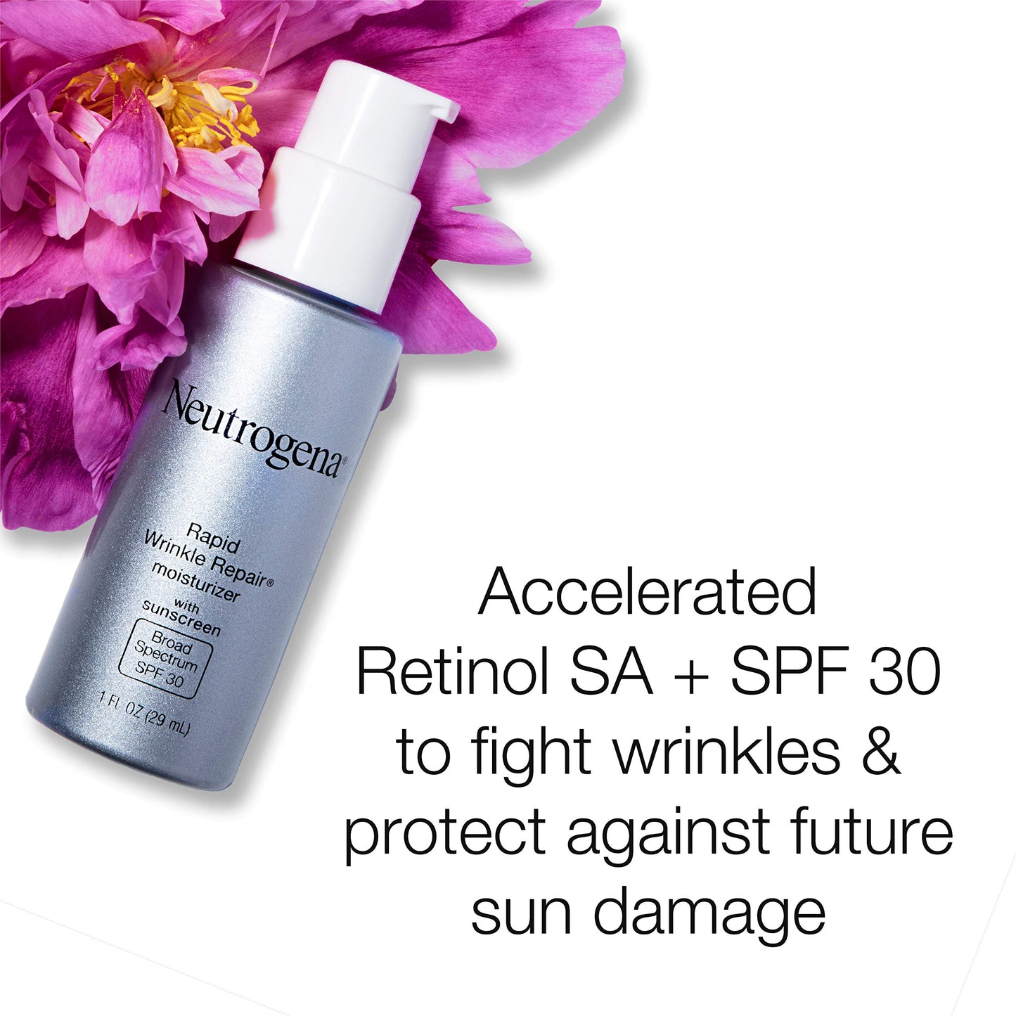 Neutrogena Rapid Wrinkle Repair Retinol Anti-Wrinkle Moisturizer with SPF 30 Sunscreen, Daily Anti-Wrinkle Face & Neck Retinol Cream with Hyaluronic