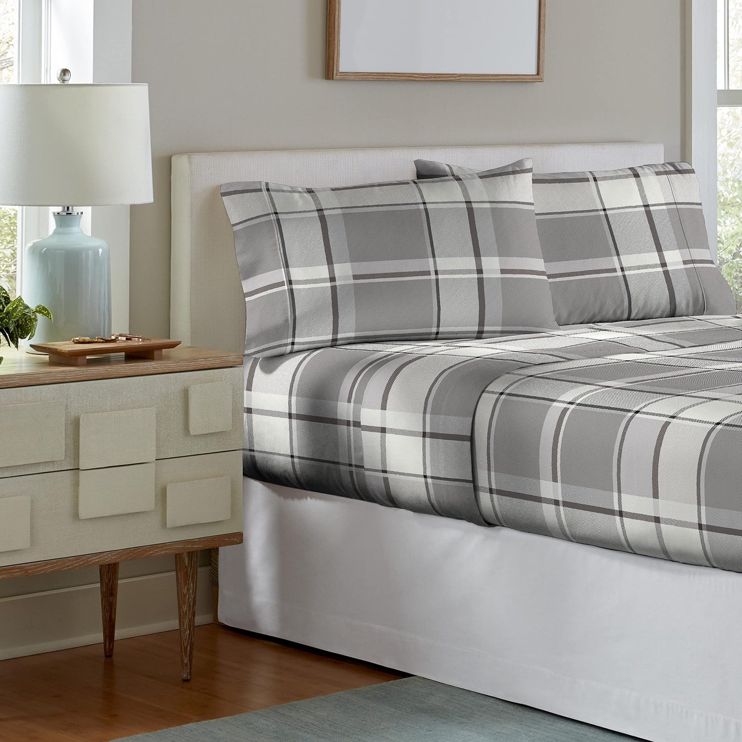 Pointehaven 200 GSM 100% Cotton Flannel Sheet Set, Queen, Jensen - Warm & Cozy - Pre-Shrunk -Deep Pockets - Elastic All Around-Comfy Double Brushed