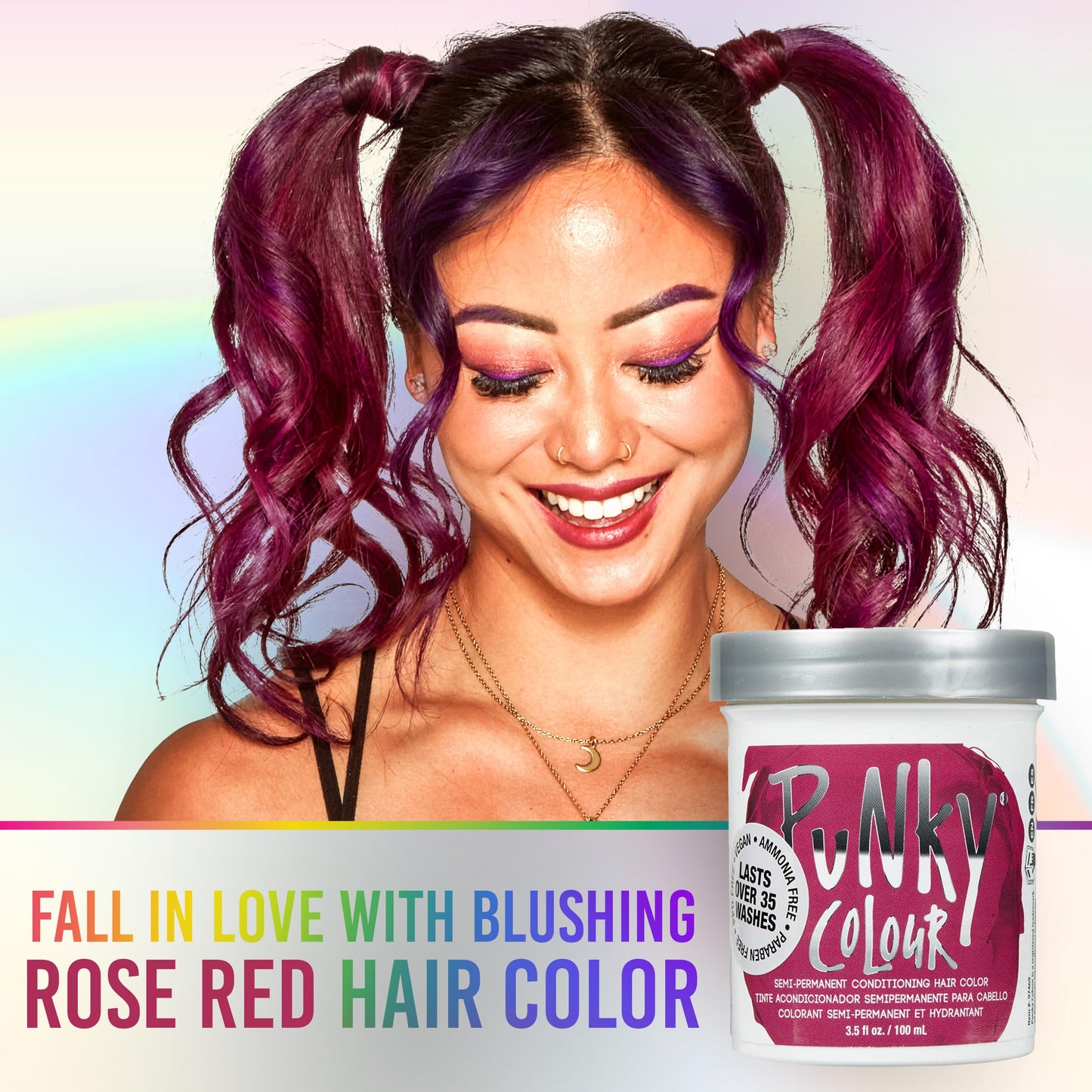 Punky Rose Red Semi Permanent Hair Color - Vegan & Cruelty-Free Conditioning Hair Dye, Lasts Up to 35 Washes, 3.5 fl oz