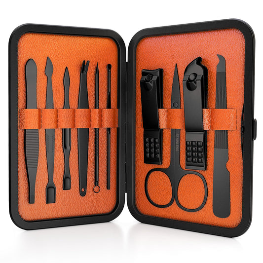 Wild Willies 10-Piece Pedicure & Manicure Kit for Men & Women - Includes Nail Clippers, Scissors, Tweezers, Files - Compact Travel Nail Grooming Kit