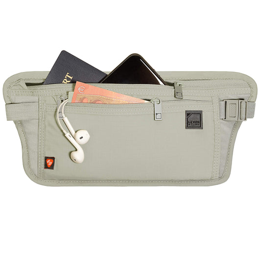 Lewis N. Clark RFID Blocking Money Belt – Travel Pouch & Passport Holder for Women & Men, Secure ID & Credit Card Case, Taupe