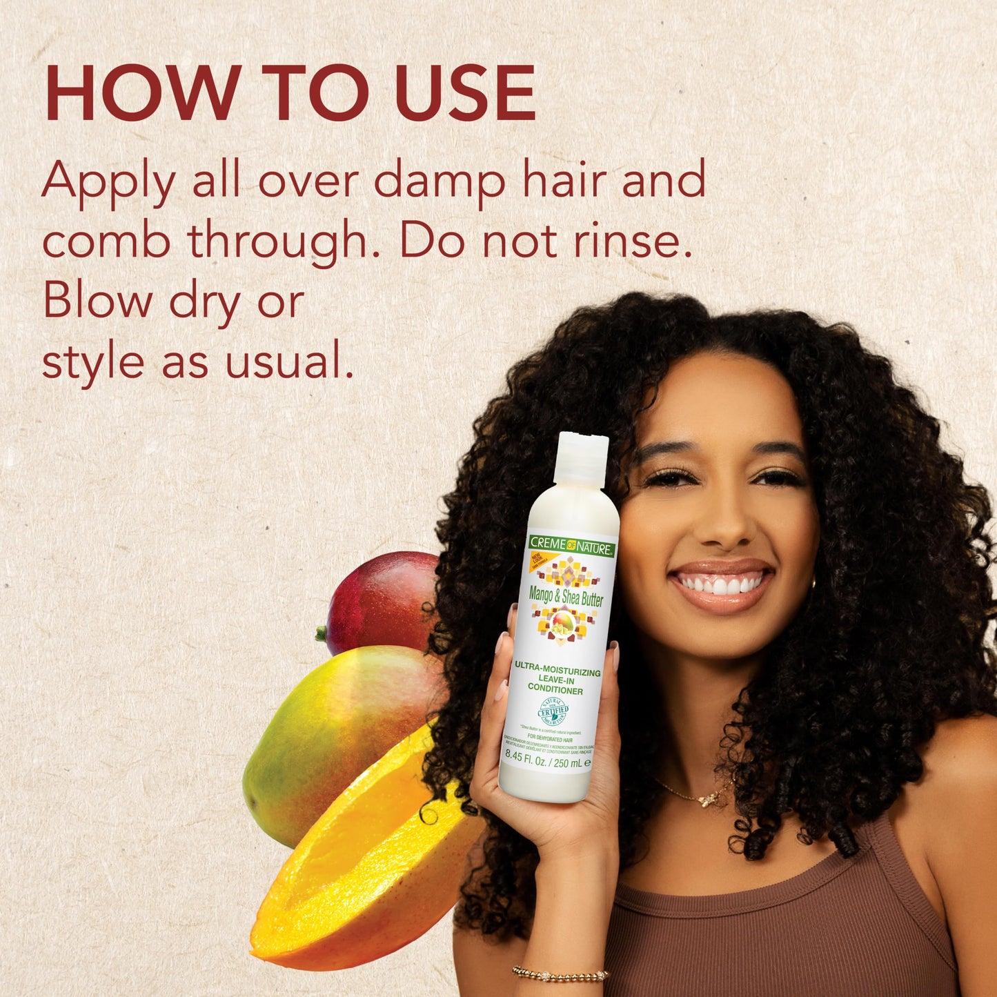 Creme of Nature Mango and Shea Butter Ultra-Moisturizing Leave In Conditioner with Certified Natural Ingredients, Creamy No-Rinse Softening Treatment