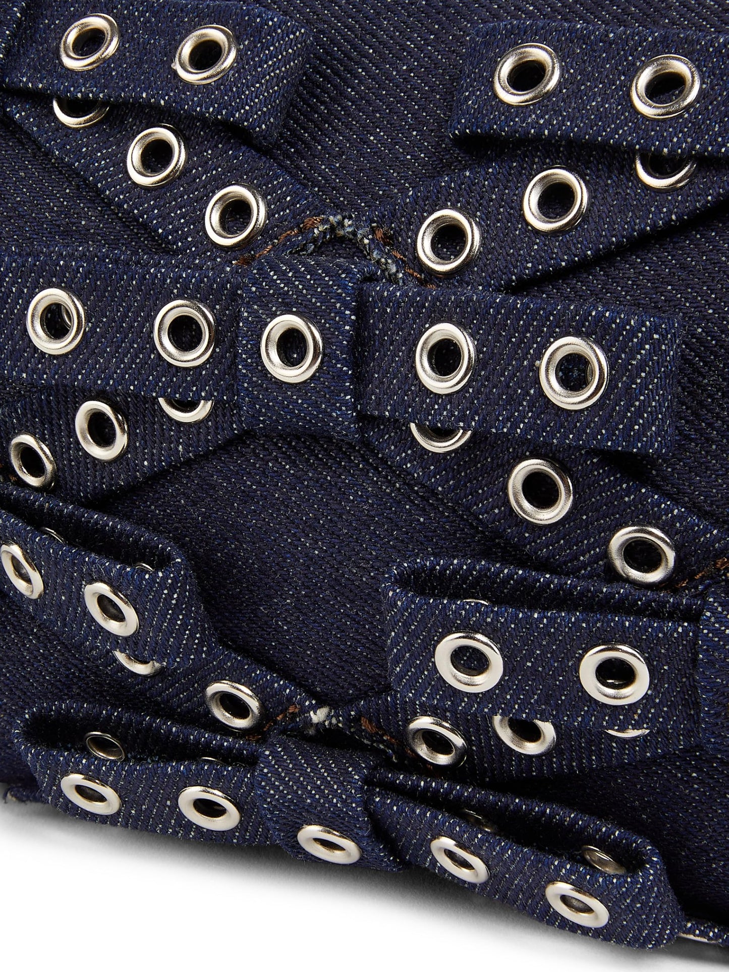 Ganni, Mini Butterfly Eyelet Denim Top Handle Pouch, Dark Navy