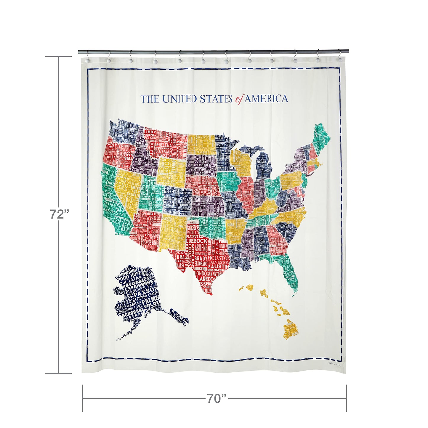 SKL Home by Saturday Knight Ltd. United States Map Shower Curtain,Multi