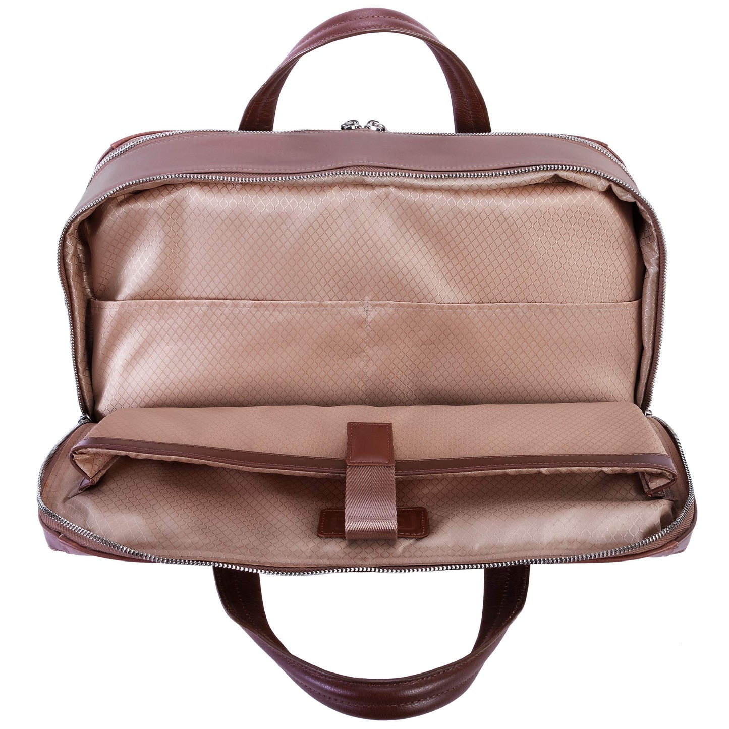 McKleinUSA N Series, Harpswell, Nano Tech-Light Nylon with Leather Trim, 17" Nylon Dual Compartment Laptop Briefcase, Khaki (18564), One Size