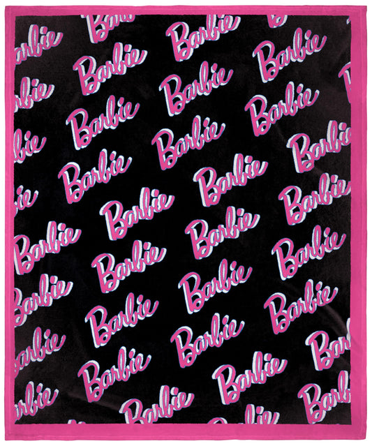 Barbie Dolls Barbie On Repeat Print Super Soft and Cuddly Plush Fleece Throw Blanket 50" x 60" (127cm x152cm)
