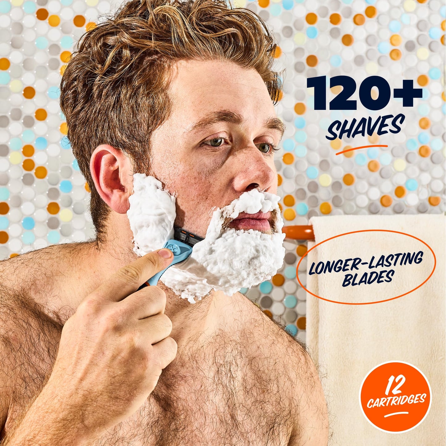 Dollar Shave Club | 4 Blade Razor Refills (12 Pack) | Swift Rinse Blades for Longer and Thicker Hair Beauty and Personal Care Dollar Shave Club