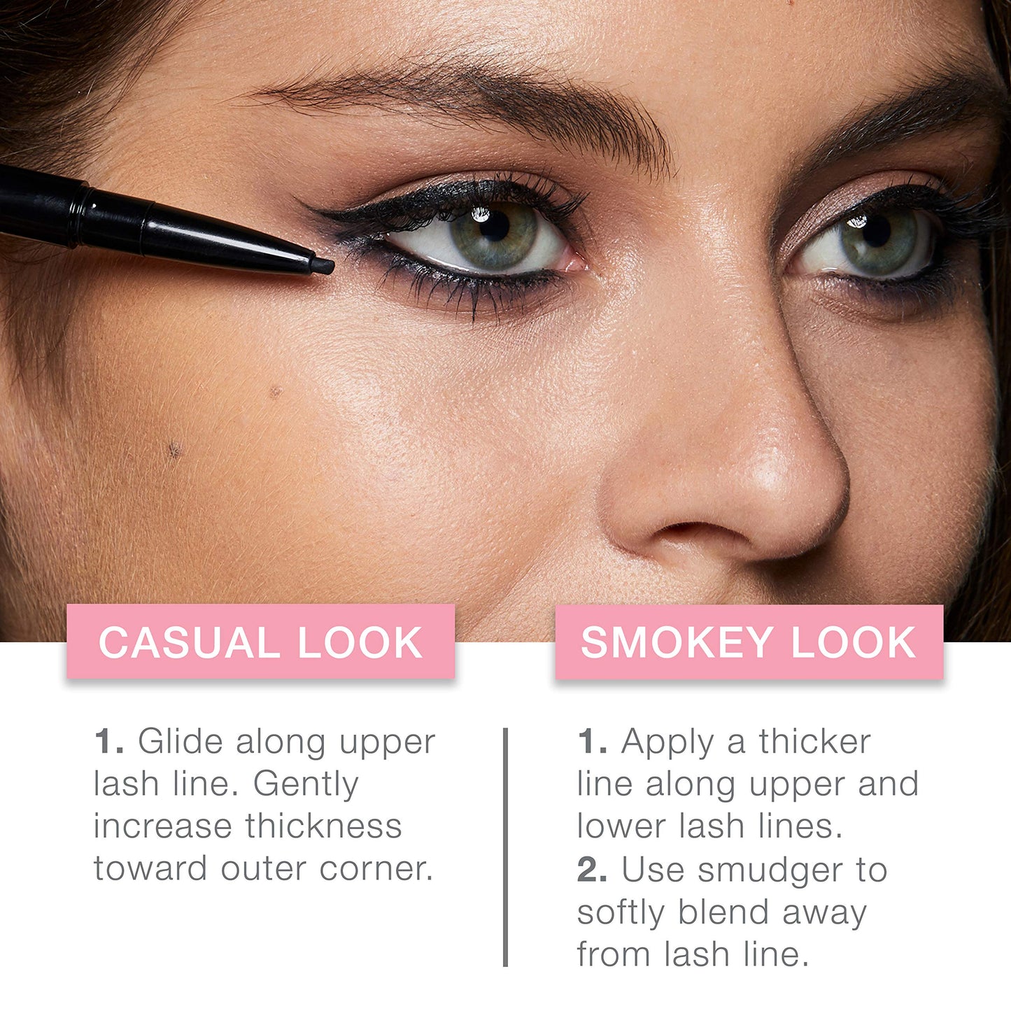 Neutrogena Nourishing Eyeliner Pencil, Built-in Sharpener for Precise Application and Smudger for Soft Smokey Look, Luminous, Nonfading