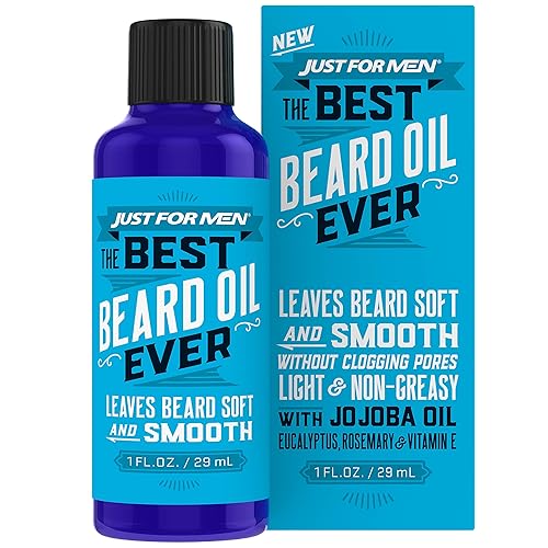 Just For Men The Best Beard Oil Ever, Supports Growth, Made with Vitamin E, Eucalyptus, Rosemary, and Jojoba Oil, Smoothes and Softens without