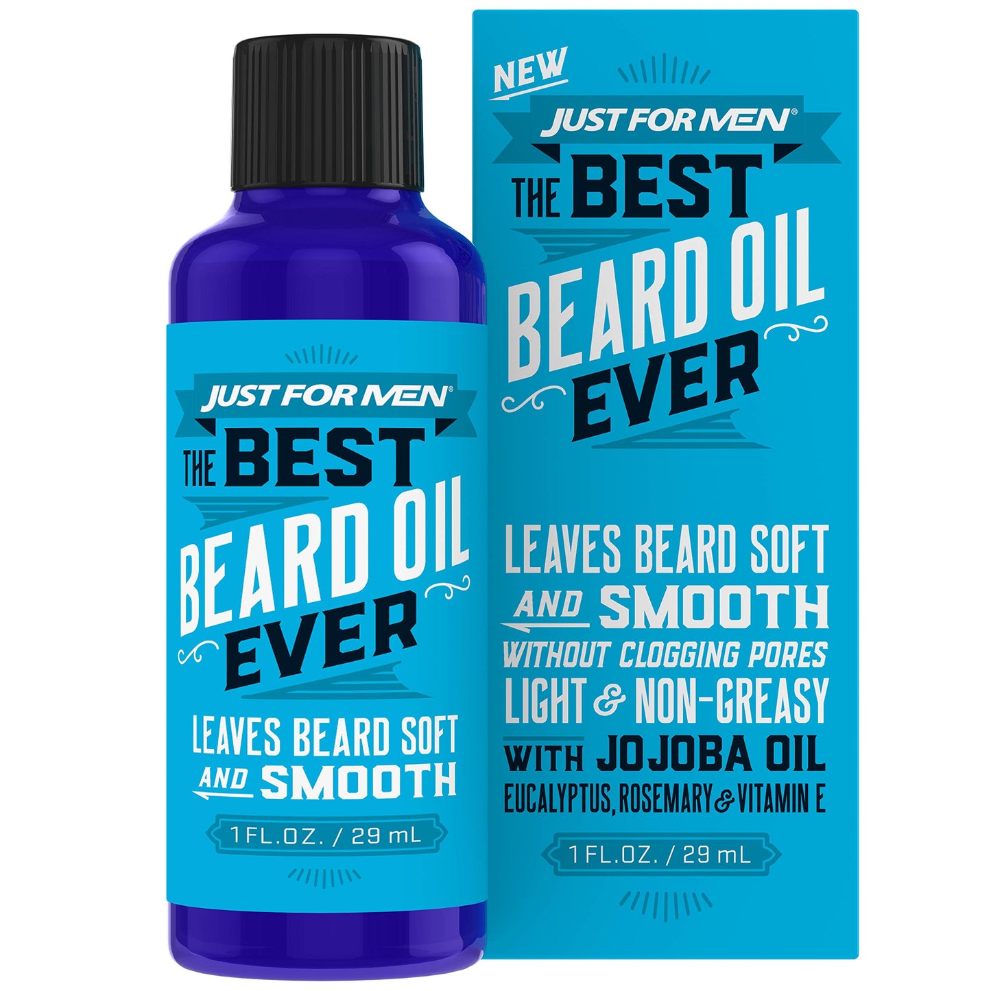 Just For Men The Best Beard Oil Ever, Supports Growth, Made with Vitamin E, Eucalyptus, Rosemary, and Jojoba Oil, Smoothes and Softens without