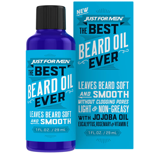 Just For Men The Best Beard Oil Ever, Supports Growth, Made with Vitamin E, Eucalyptus, Rosemary, and Jojoba Oil, Smoothes and Softens without