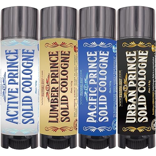 BushKlawz Solid Colognes Travel Variety Gift Set Sampler. Includes 1 chapstick size stick of each of our 4 famous scents. Best Gift Present for men