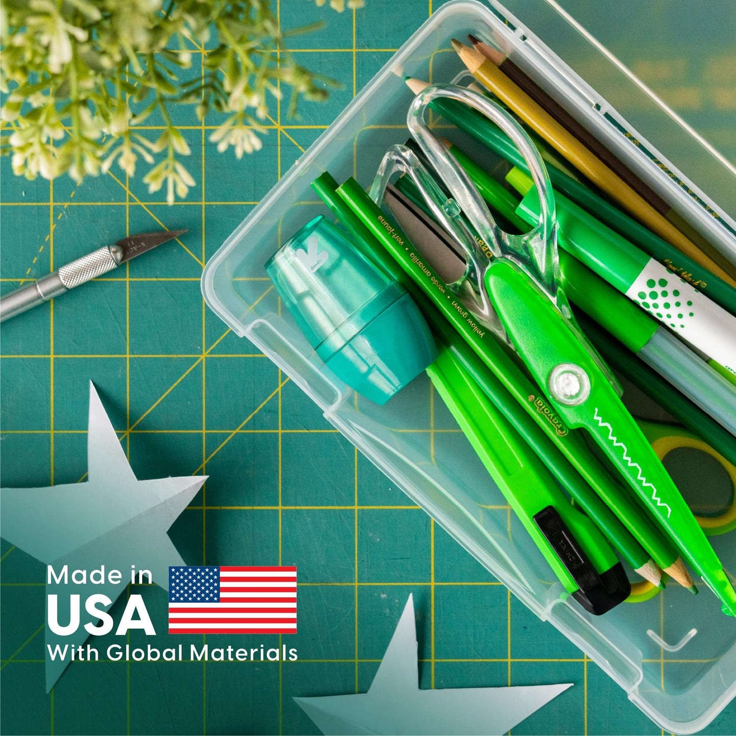 IRIS USA Pencil Case Boxes, 10-Pack, |Made in USA|, Plastic Bead Organizing Containers with Snap Lid for Arts, Crafts, Ephemera, Stickers, & Dance…