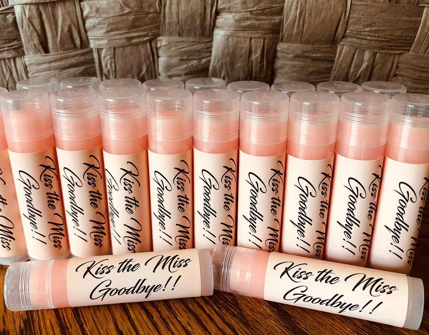 10 KISS THE MISS GOODBYE Bridal Shower Rosé Wine Lip Balms Bachelorette Party Beauty and Personal Care Red Barn Farm of Maine