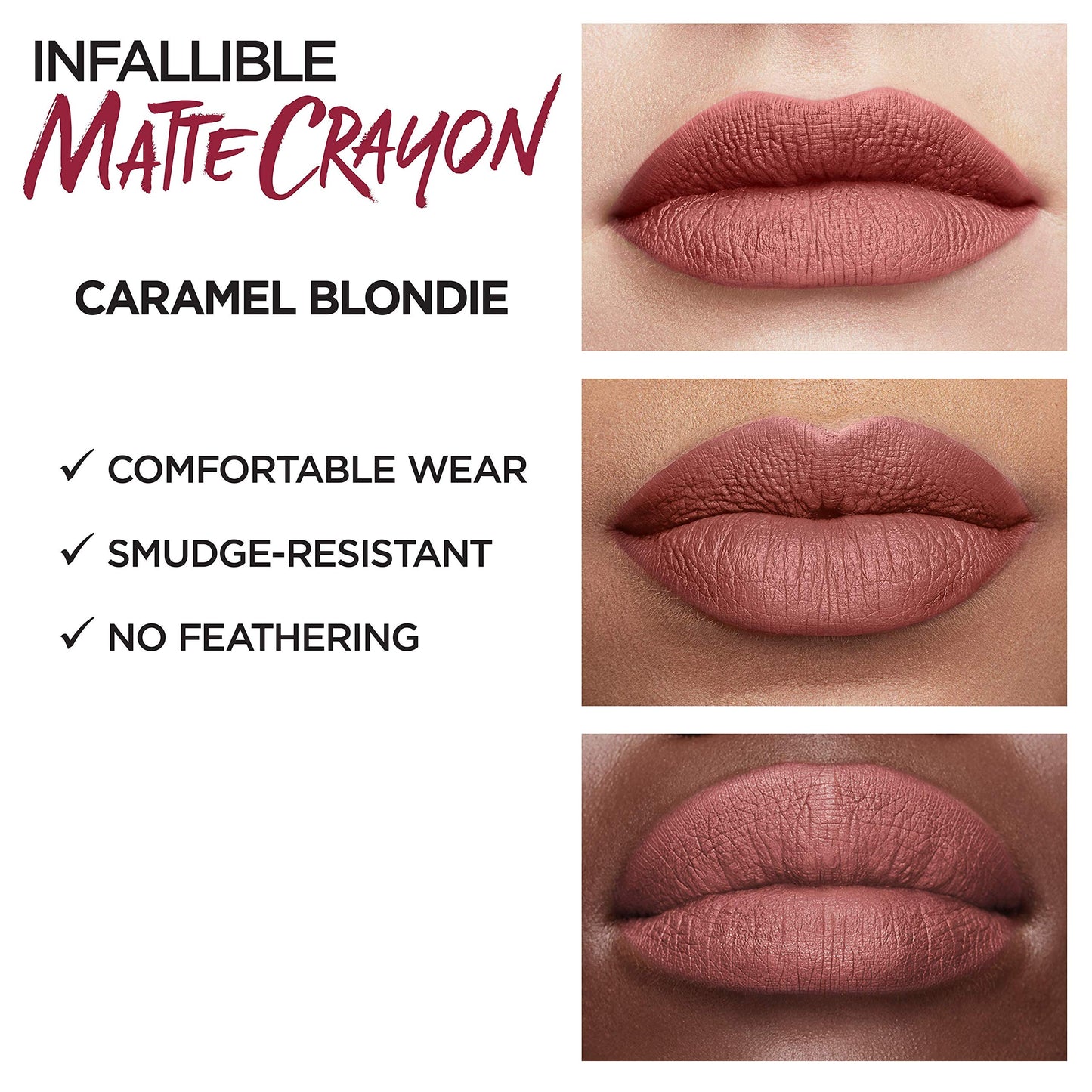 L'Oreal Paris Infallible Matte Lip Crayon, Caramel Blonde (Packaging May Vary)