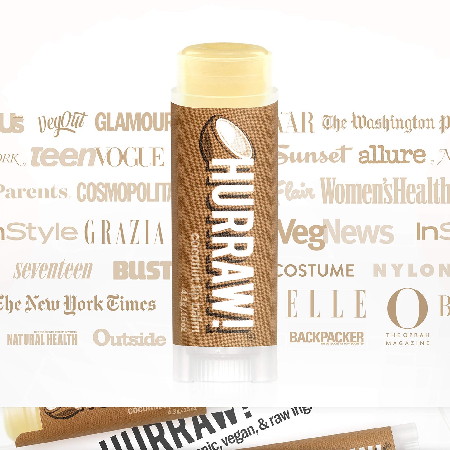 Hurraw! Coconut Lip Balm, 2 Pack: Organic, Certified Vegan, Cruelty and Gluten Free. Non-GMO, 100% Natural Ingredients. Bee, Shea, Soy and Palm Free.
