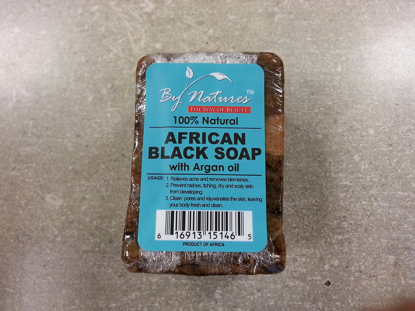 By Natures] AFRICAN BLACK SOAP BAR W/ARGAN OIL 7OZ 100% NATURAL