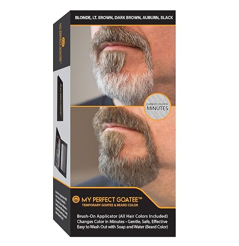 Temporary Beard Color for Men - Natural Gray Coverage - Hypoallergenic, No PPD, Ammonia-Free - 6 Shades - Brush-On - Lasts 24-48 Hours - Goatee