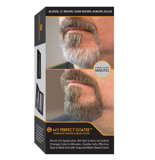 Temporary Beard Color for Men - Natural Gray Coverage - Hypoallergenic, No PPD, Ammonia-Free - 6 Shades - Brush-On - Lasts 24-48 Hours - Goatee