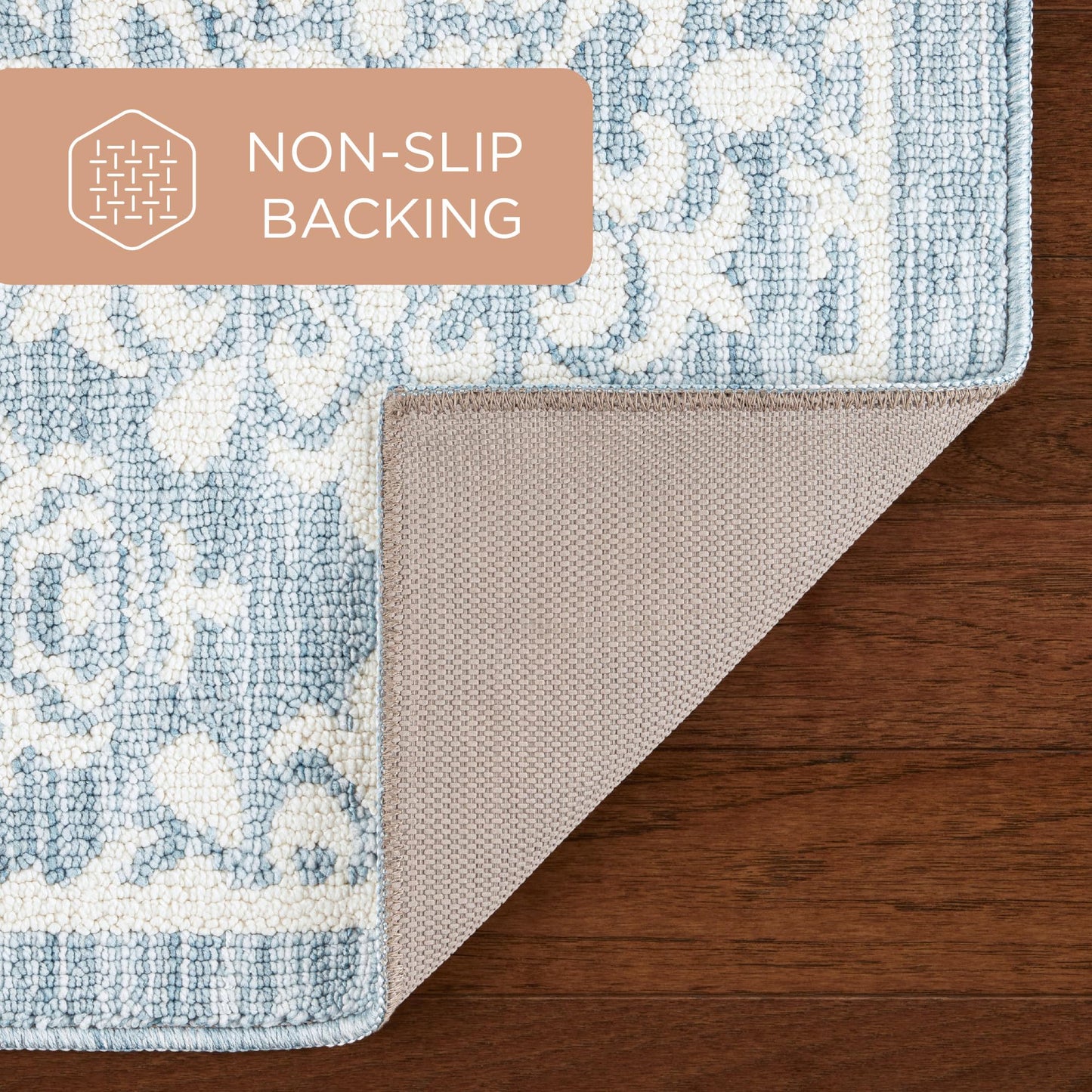 TOWN & COUNTRY EVERYDAY Walker Damask Medallion Everwash™ Washable Multi-Use Decorative Rug, Tufted Kitchen Rug, Low-Profile Door Mat, Bath Rug…