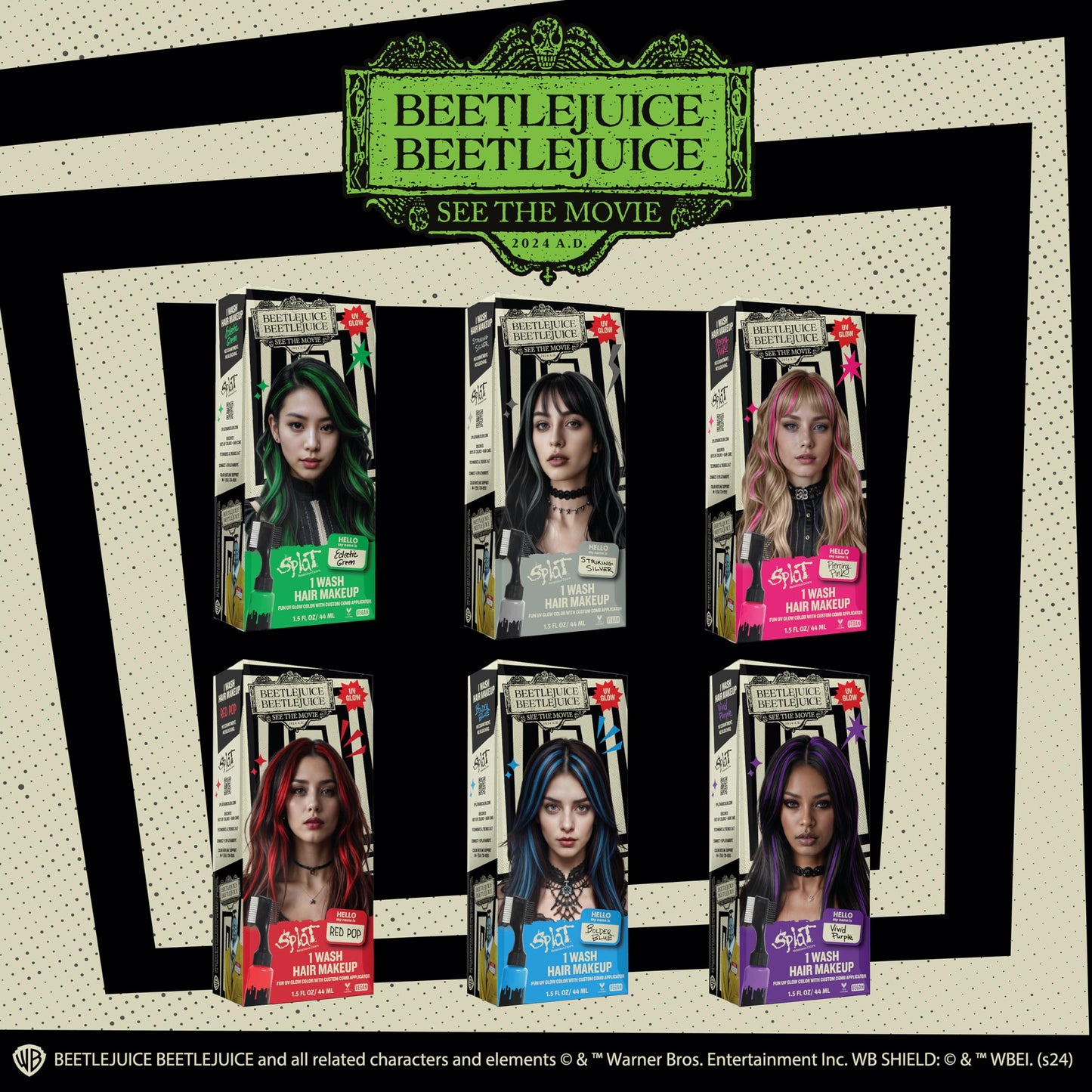 Beetlejuice Beetlejuice Splat 1-Wash Temporary Hair Dye, Red Pop