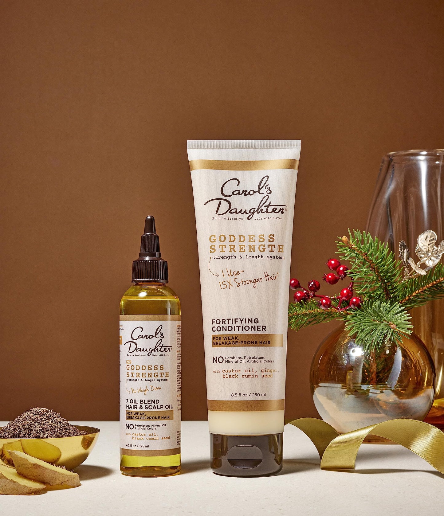 Carol's Daughter Goddess Strength Hair Care Set, Includes Sulfate Free Conditioner and Scalp Oil, Curly Hair Products to Repair and Moisturize, 1 Kit