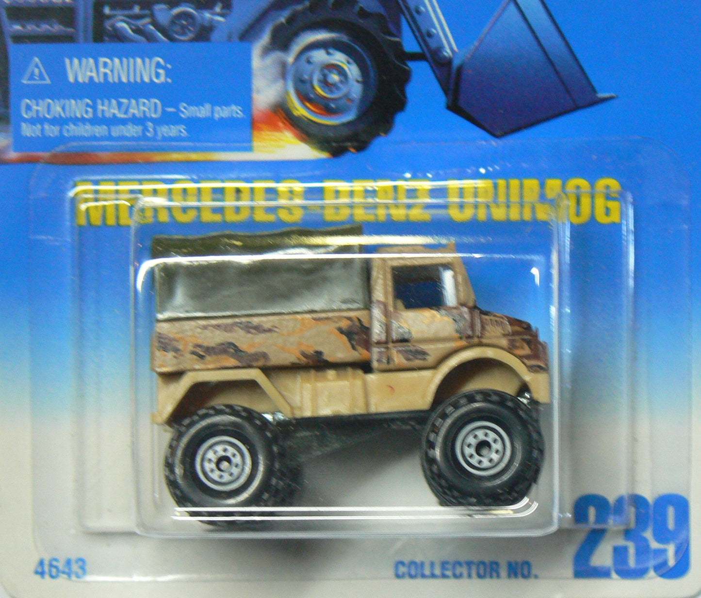 Hot Wheels Mercedes Benz Unimog with White Construction Wheels #239 on Blue and White Card Variation