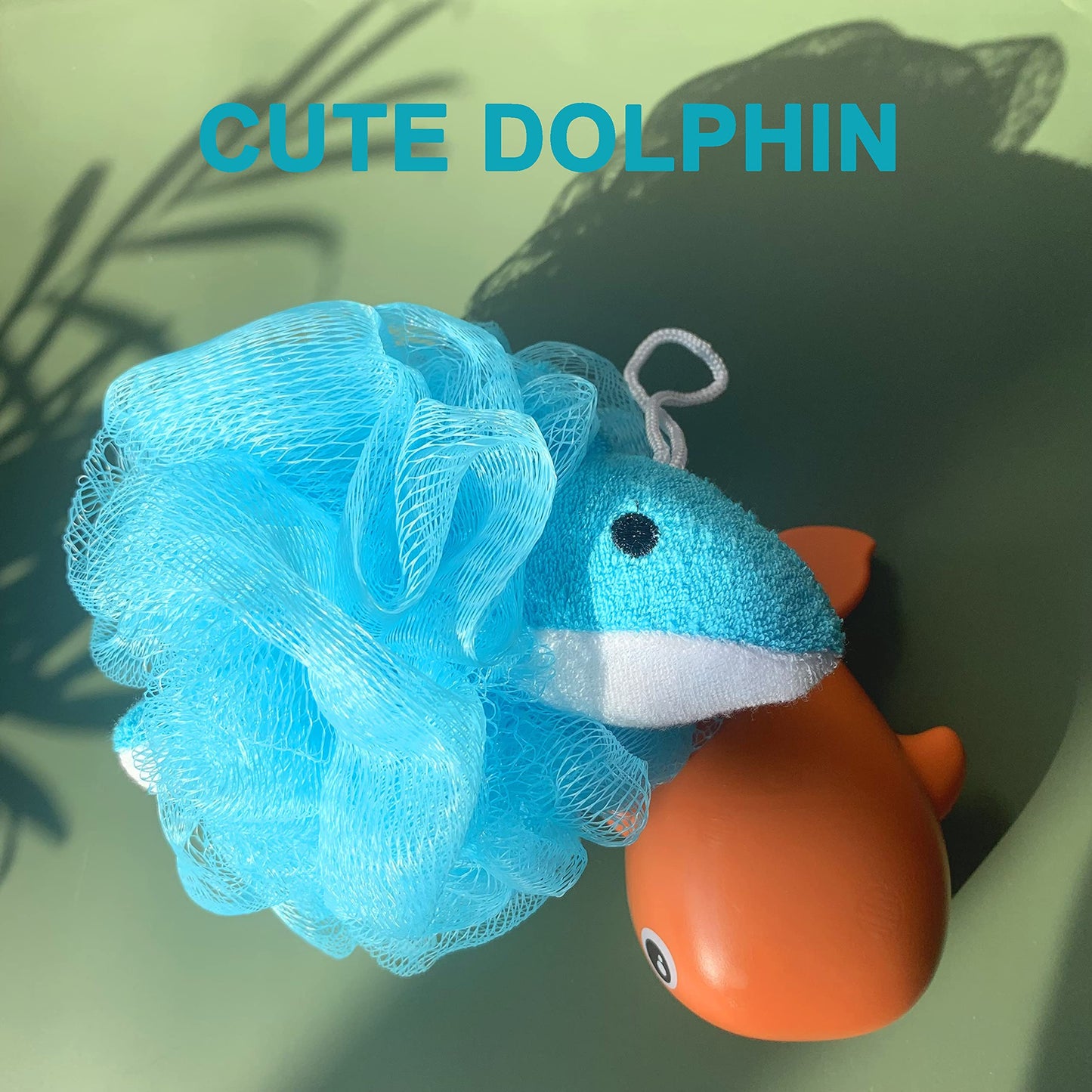 Loofah Exfoliating Shower Stuffed Sponge Pouf Mesh Brush with Animal Design - Bath Spa Puff Scrubber Ball - Body Poof for Man and Woman - Rich Foams