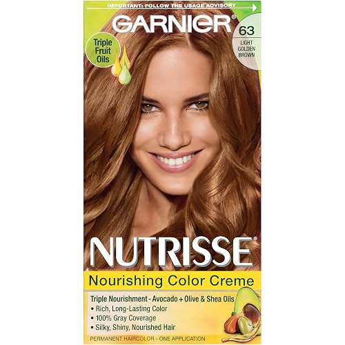 Garnier Nutrisse Nourishing Hair Color Creme, 63 Light Golden Brown (Brown Sugar) (Packaging May Vary)