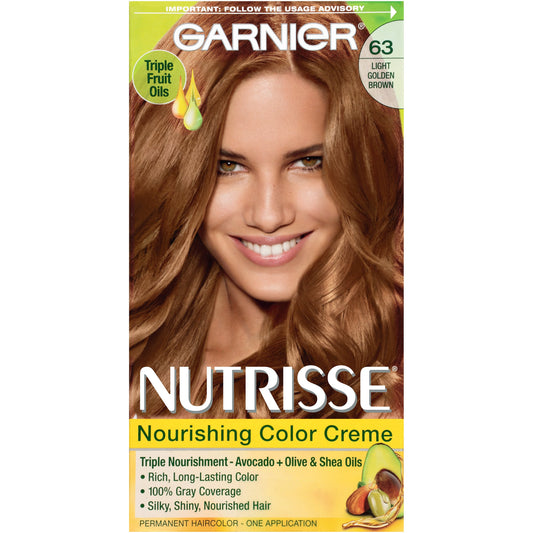 Garnier Nutrisse Nourishing Hair Color Creme, 63 Light Golden Brown (Brown Sugar) (Packaging May Vary) Beauty & Personal Care Garnier