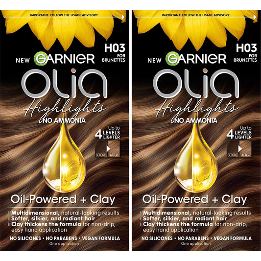 Garnier Hair Color Olia Ammonia-Free Permanent Hair Dye, H03 Highlights for Brunettes, 2 Count (Packaging May Vary) Beauty & Personal Care Garnier
