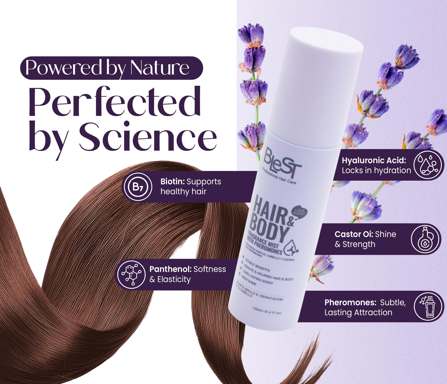 BLEST PROFESSIONAL Hair & Body Mist with Pheromone-Inspired Scent - Dual-Use Hydrating Spray for Skin and Hair - Lightweight, Silicone-Free Fragrance