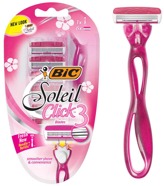 Bic Bic Simply Soleil Click Women Triple Bladed Disposable Razors, 1 Handle 6 Cartridges 1 Ea Beauty and Personal Care BIC