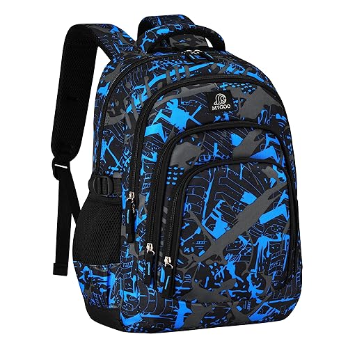 MYGOO Boys Vibrant School Backpack | Archibald Collection | 17" Tall 24L | Camo Blue