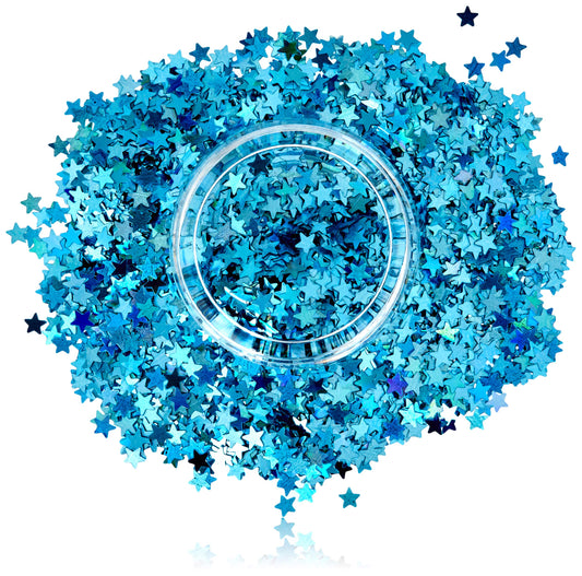 Stargazer Blue Face and Body Glitter Stars Rave Festival