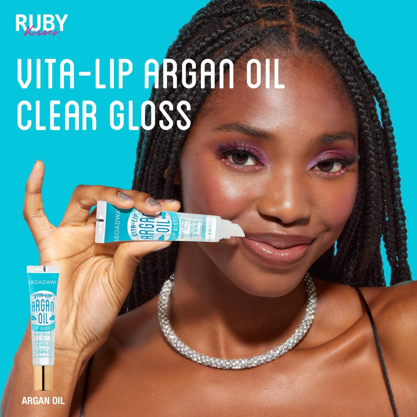Ruby Kisses Broadway Vita-Lip Clear Lip Gloss (Argan Oil 6 Pack), Ultra-Hydrating & Soothing Formula with Multi-Vitamin Oils, High-Shine Non-Sticky