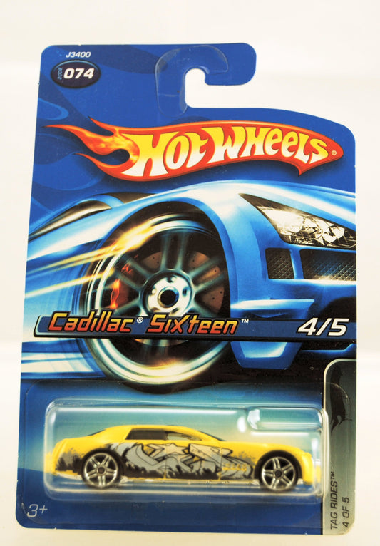 Hot Wheels - 2006 - Tag Rides - 4/5 Cars - Cadillac Sixteen - Yellow Custom Paint - #074 - Limited Edition - Collectible