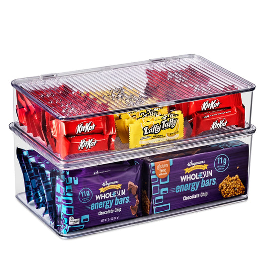 Sorbus Sturdy Plastic Storage Bins with Lid- Stackable Refrigerator Organizer Bins- MultiPurpose Versatile Lightweight Pantry Organizer- Perfect…