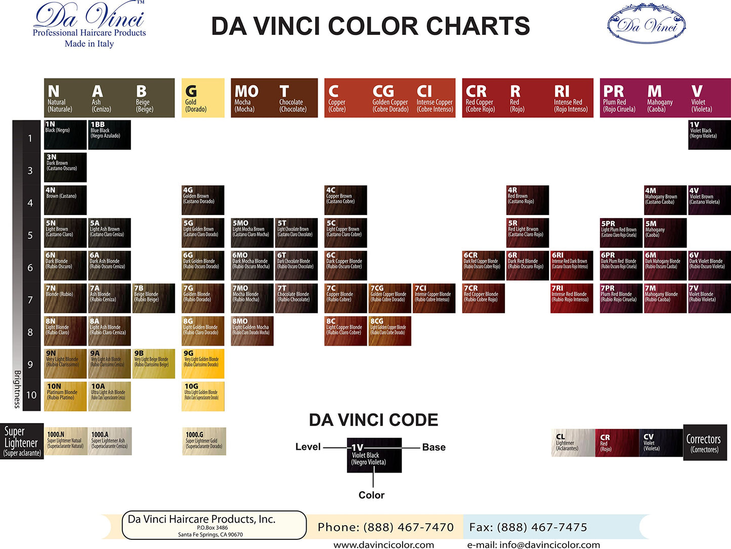 Da Vinci Permanent Hair Colors(3.4oz) (4N_Brown)