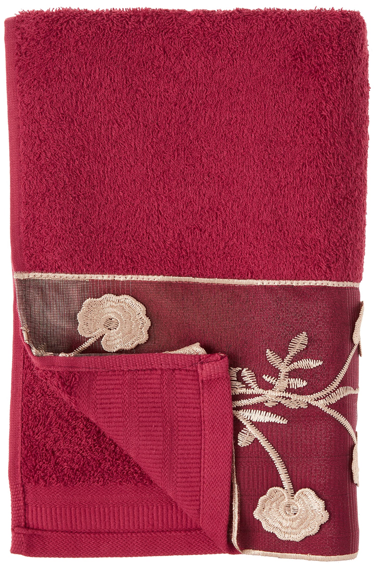 Popular Bath Ombre Rose Design Towel Set 3PC, Burgundy